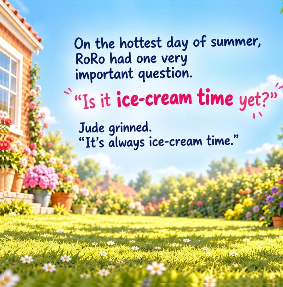 RoRo and Jude on a hot summer's day, wondering if it's ice-cream time